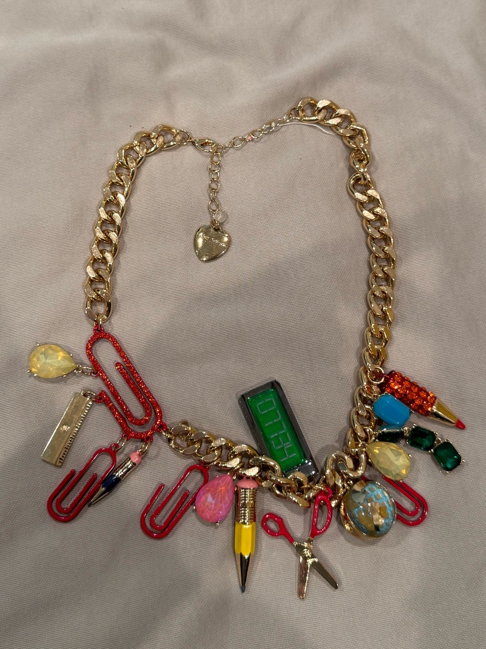 Betsey Johnson Book Smart Back to School Charm Frontal Necklace